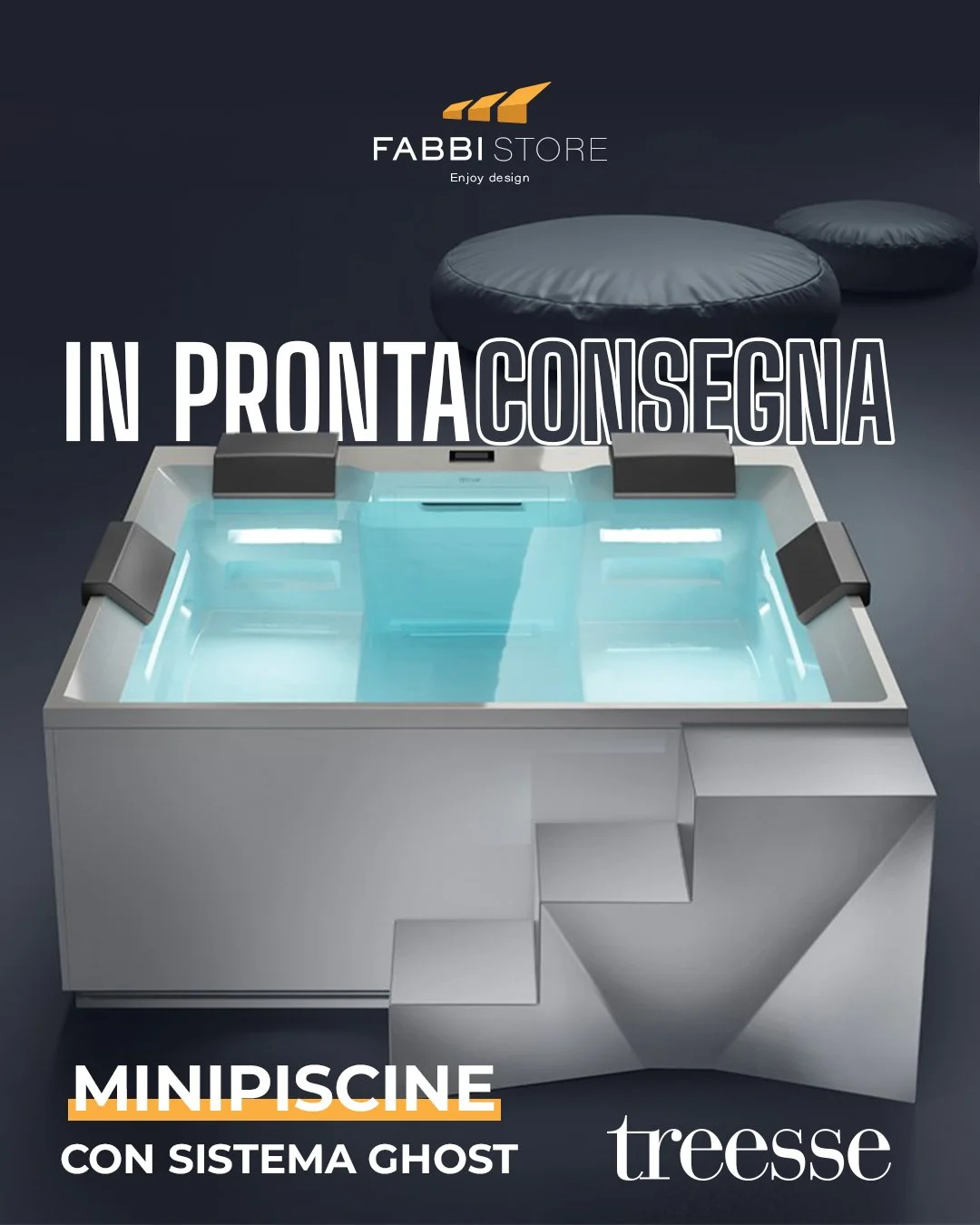 ✨ Design essenziale, tecnologia invisibile e benessere assoluto.

Le minipiscine Treesse con sistema Ghost nascondono bocchette idromassaggio e illuminazione LED all&rsquo;interno della struttura, regalando un&rsquo;estetica pulita ed elegante senza 