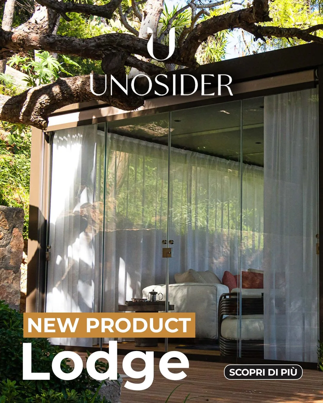 ✨ Pi&ugrave; di una copertura: un nuovo modo di vivere l&rsquo;outdoor.

Lodge di Unosider nasce per creare uno spazio protetto, accogliente e funzionale in ogni stagione. Sole, vento e pioggia diventano parte dell&rsquo;esperienza, senza rinunciare 