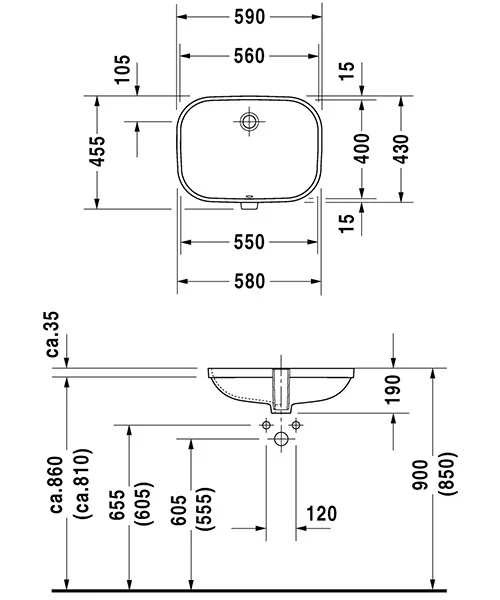 Duravit D-Code Undermounted Washbasin 033856 Waterloo Bathrooms Dublin 2.jpg