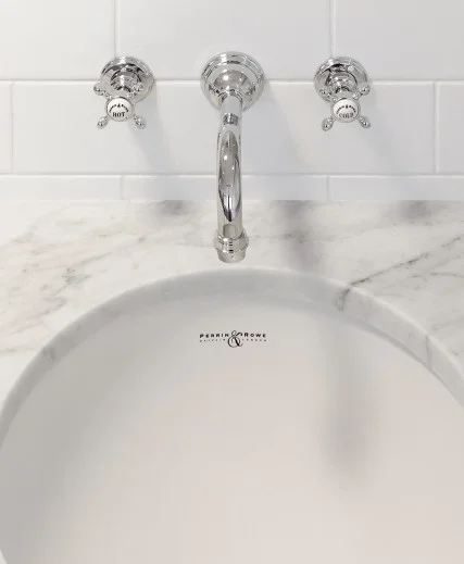 Perrin & Rowe Three Hole Wall Mounted Country Basin Tap Set Crosshead 3791 Waterloo Bathrooms Dublin 2.jpg