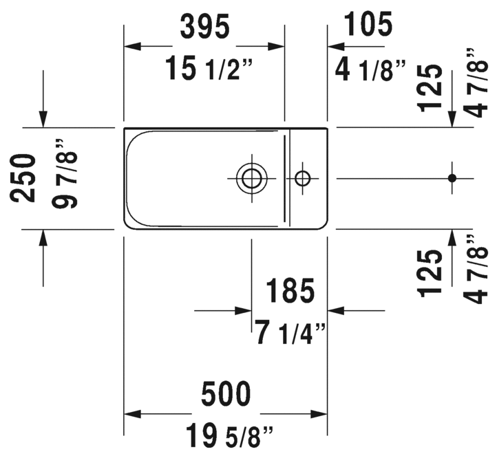 Duravit P3 Comforts Hand Washbasin 071550 Waterloo Bathrooms Dublin 3.gif