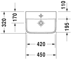Duravit P3 Comforts Hand Washbasin 071645 Waterloo Bathrooms Dublin 4.png