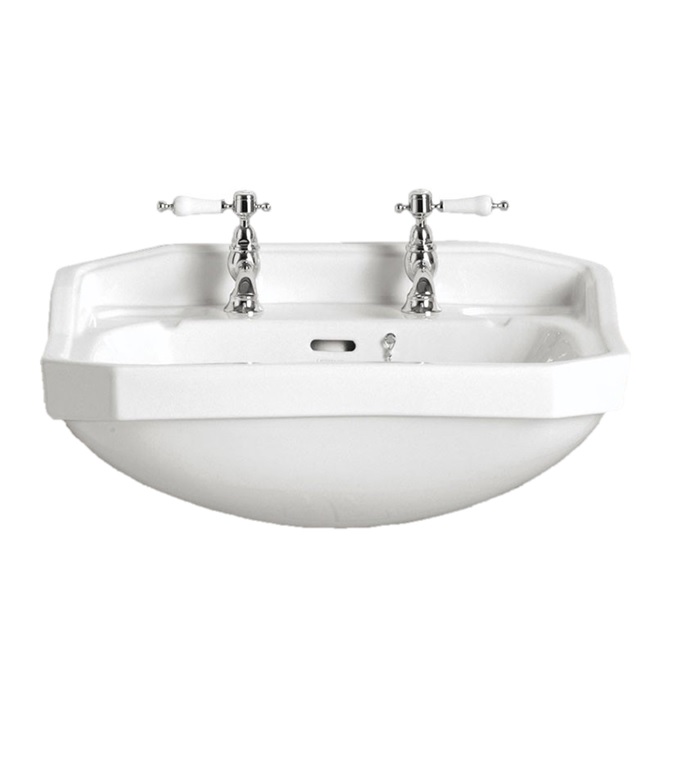 Granley Medium Semi Recessed Basin 2 Tap Hole Waterloo Bathrooms - Bathroom Sink Tap Hole Size