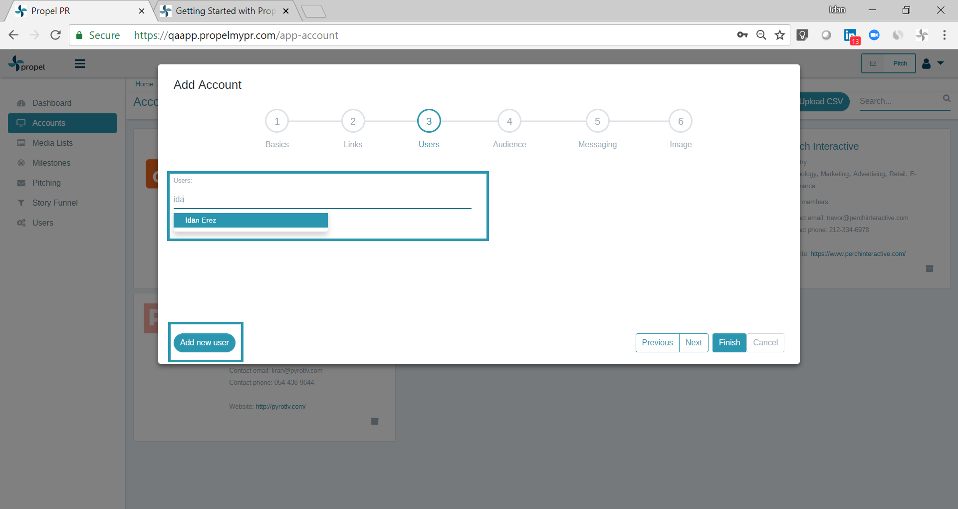 Assign existing users (i.e. team members) or add new users to the account. By adding users to an account you give them access to see data and activity related to that account.