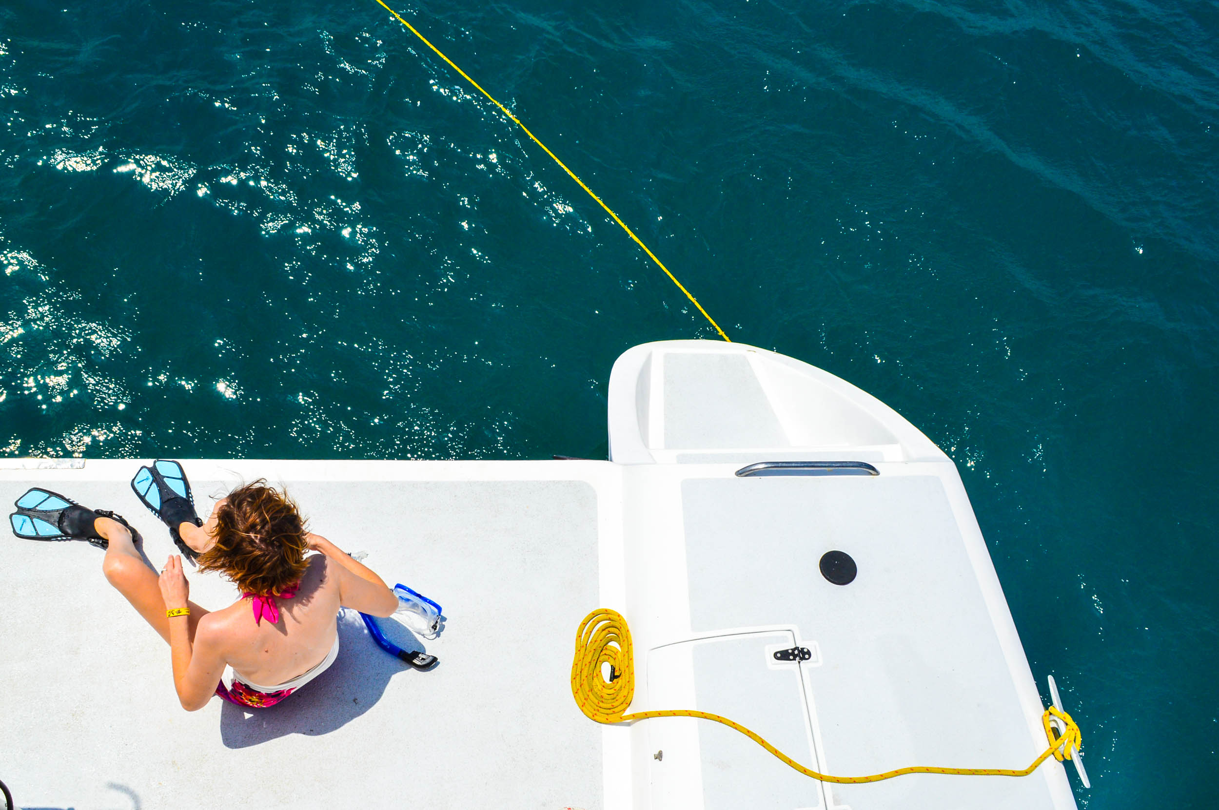 Wide and comfortable swim platform.