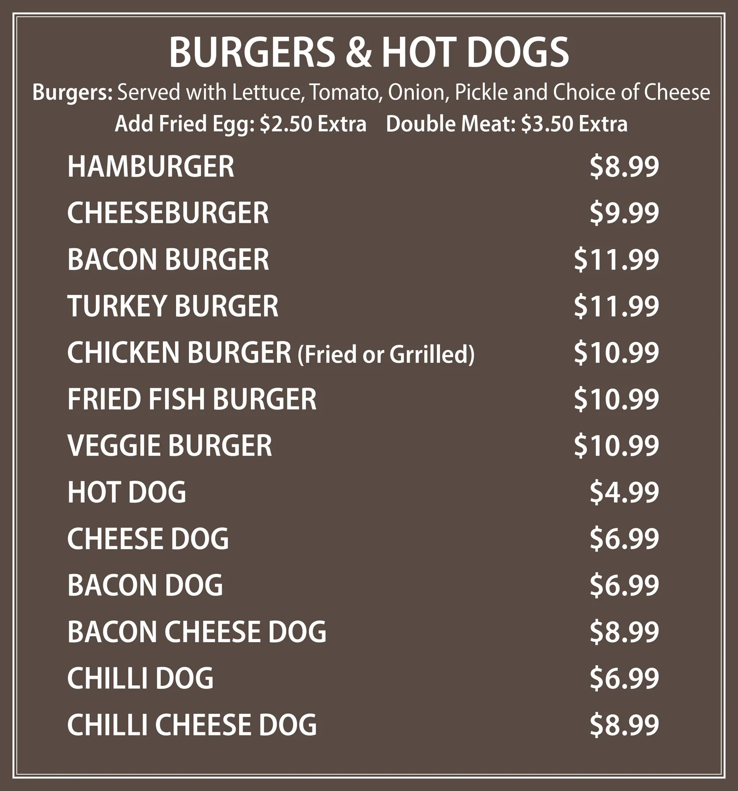 Menu — Philly's Gourmet Steaks