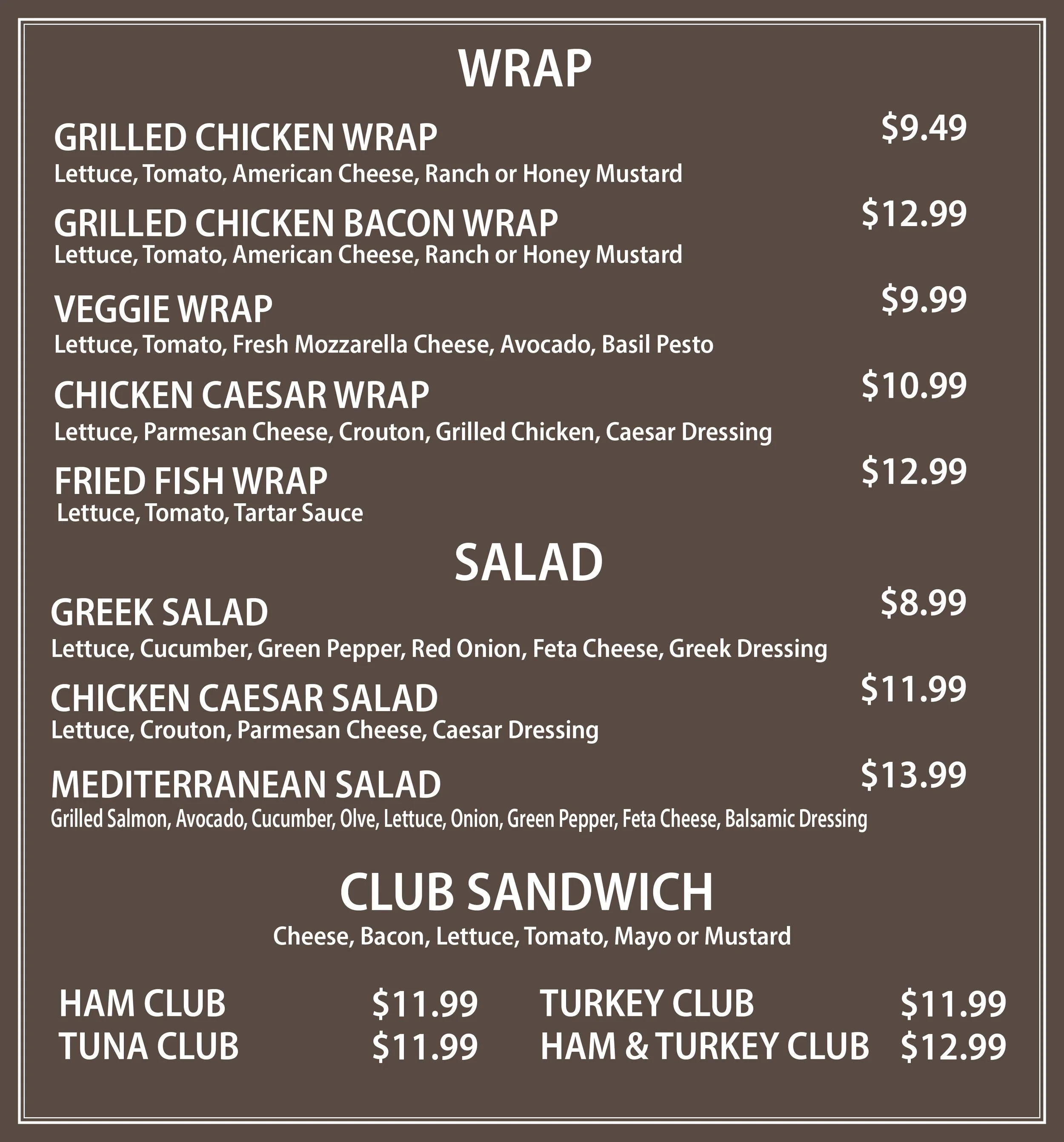 Philly Menu Menu — Philly's Gourmet Steaks