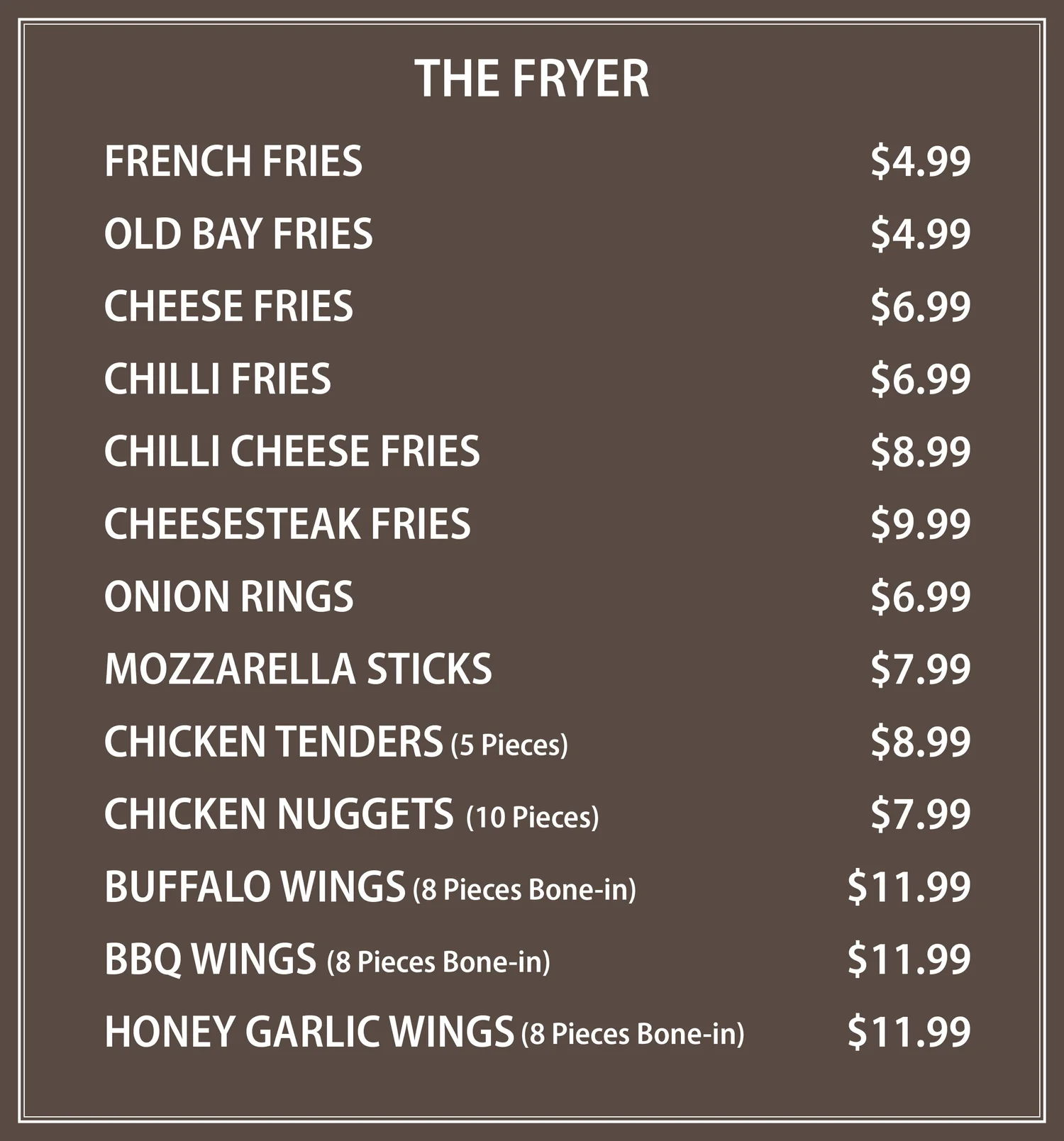 Menu — Philly's Gourmet Steaks