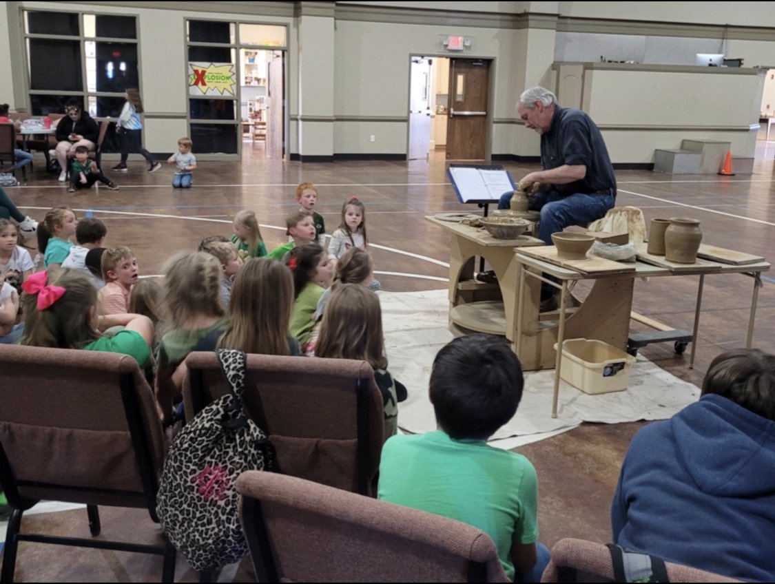 Life Springs Academy Preschool Program Guest Dr. Dunnahoo Explaining Pottery 2022 