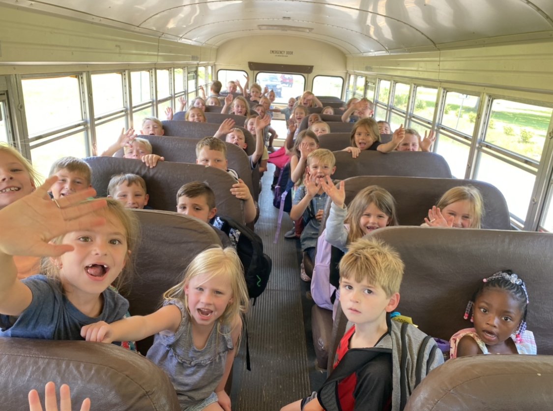 LSA Afterschool Program primary and pre-k students on the bus 2022