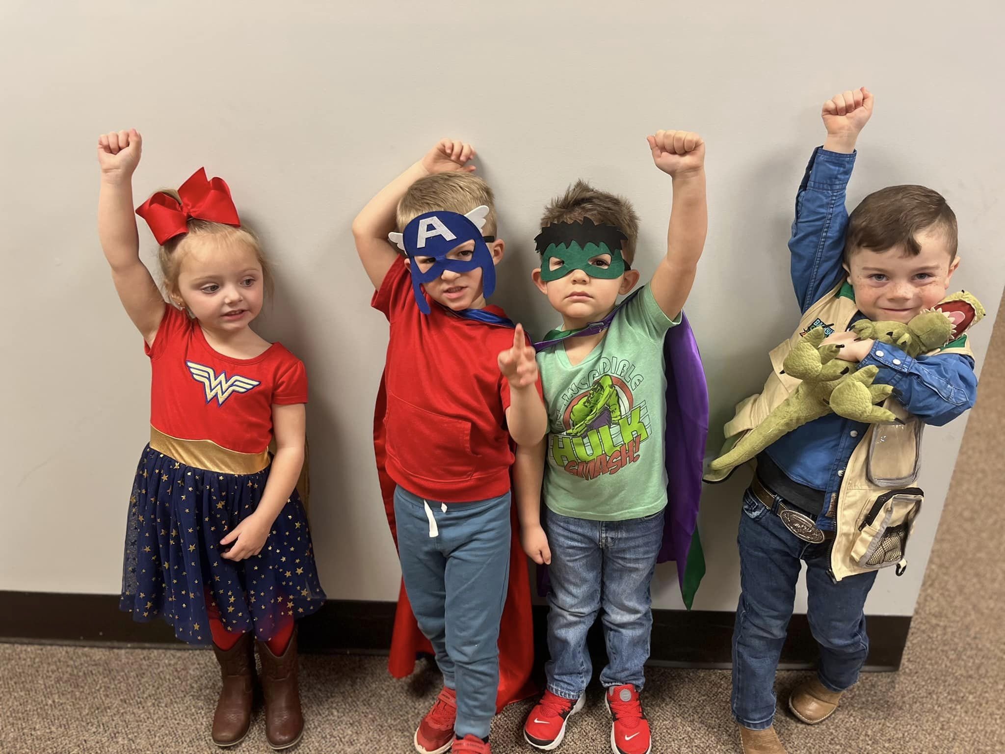 LSA Preschool dressed up like super heroes to honor the fallen hero, Chase Maddox Feb. 9th 2023