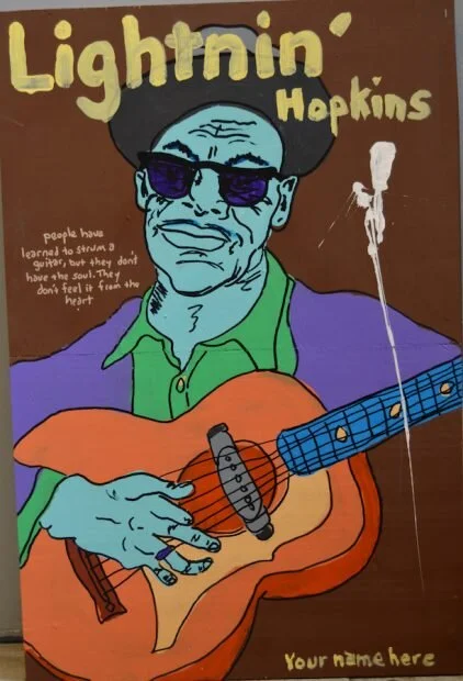 Tim Kerr, Lightnin’ Hopkins. Mixed media.