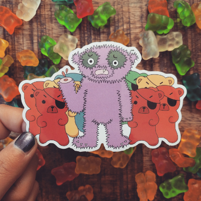 Gummy bear attack sticker