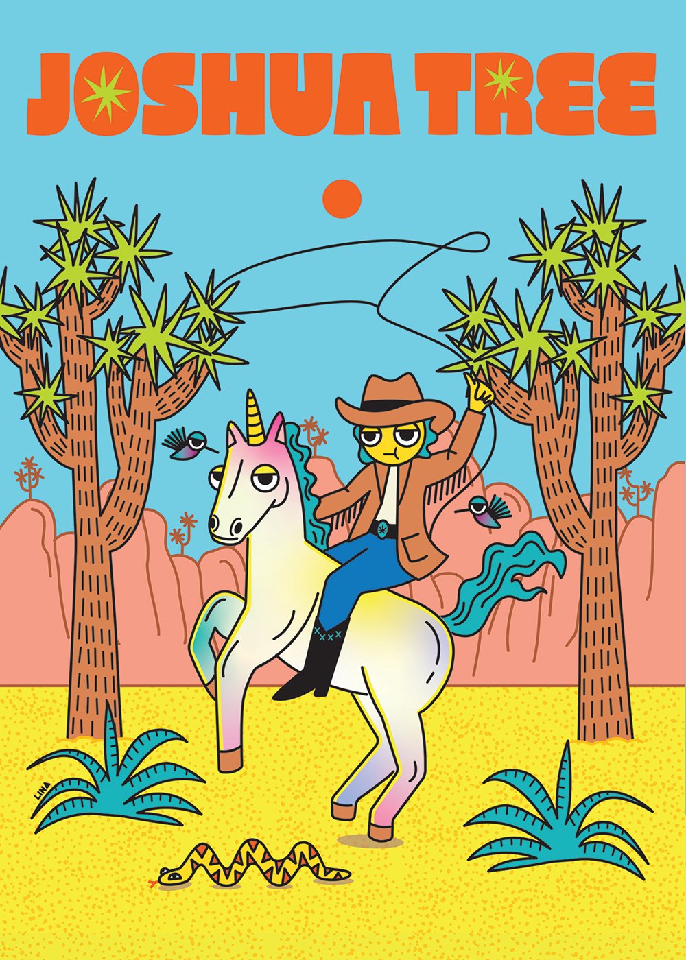 Joshua Tree - cowboy riding unicorn