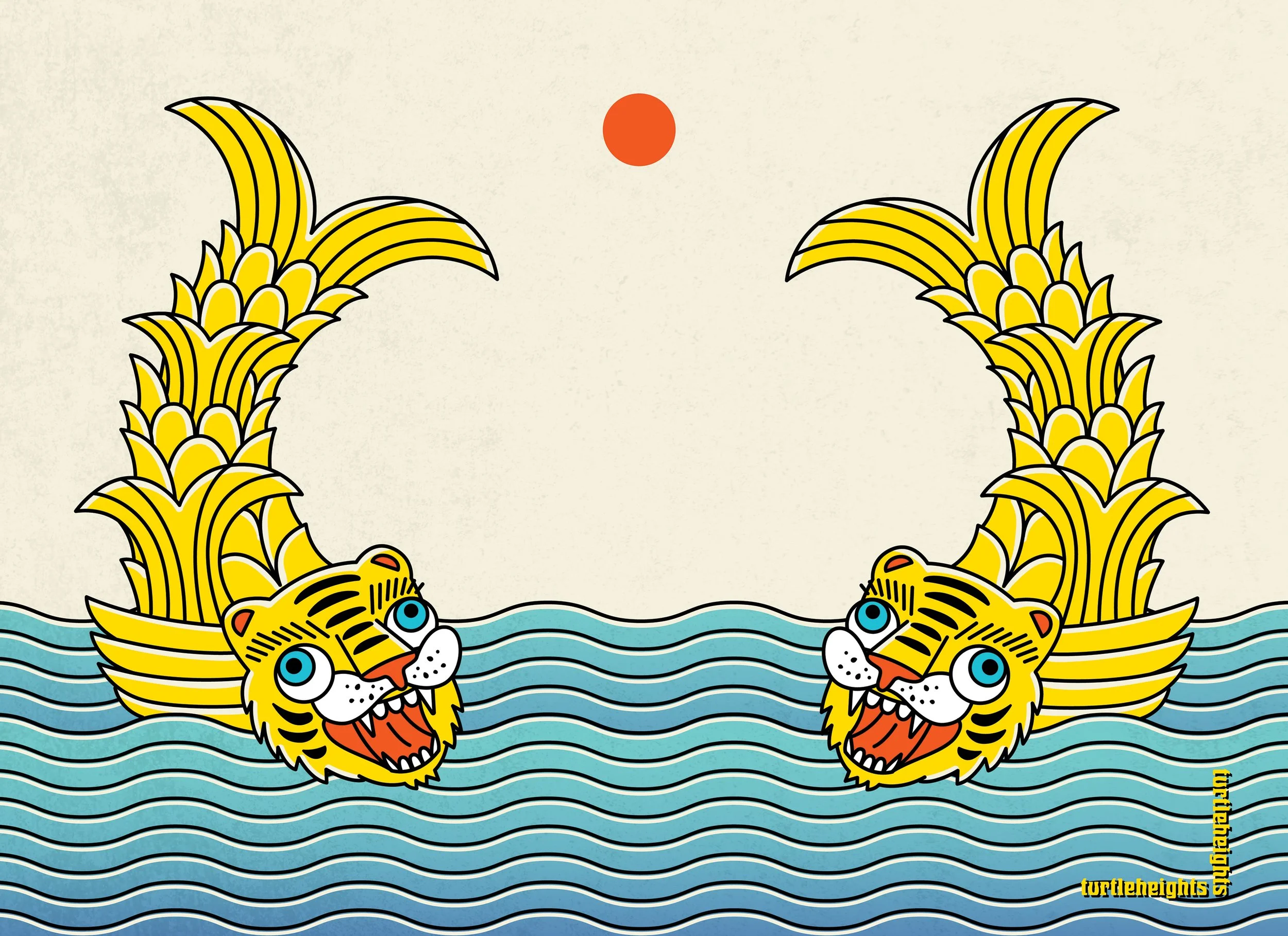 Japanese mythical sea monster with a tiger head and fish body. Summons rain clouds and prevents fires.