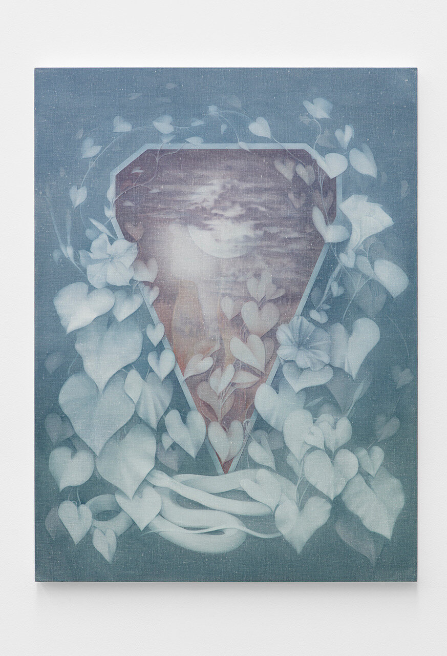  Theodora Allen,  From light into dark, and back again, I , 2019. Oil on linen. 40 x 34 inches. Courtesy of Kasmin, New York. 