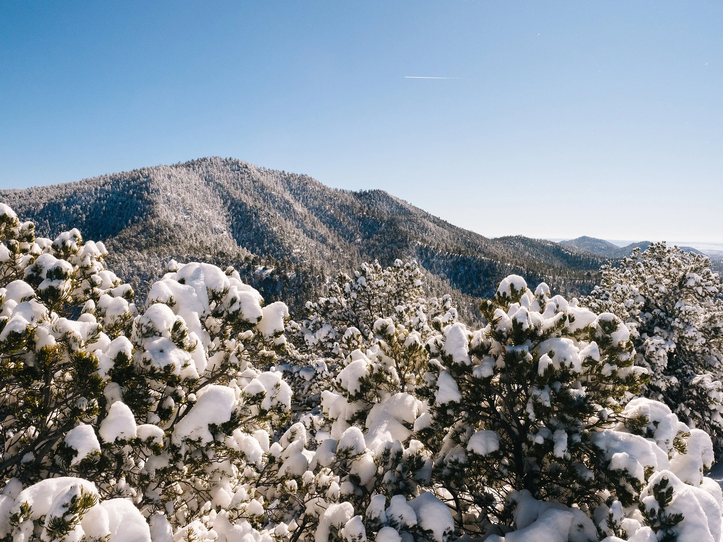   The snow covered foothills of Santa Fe, NM.  