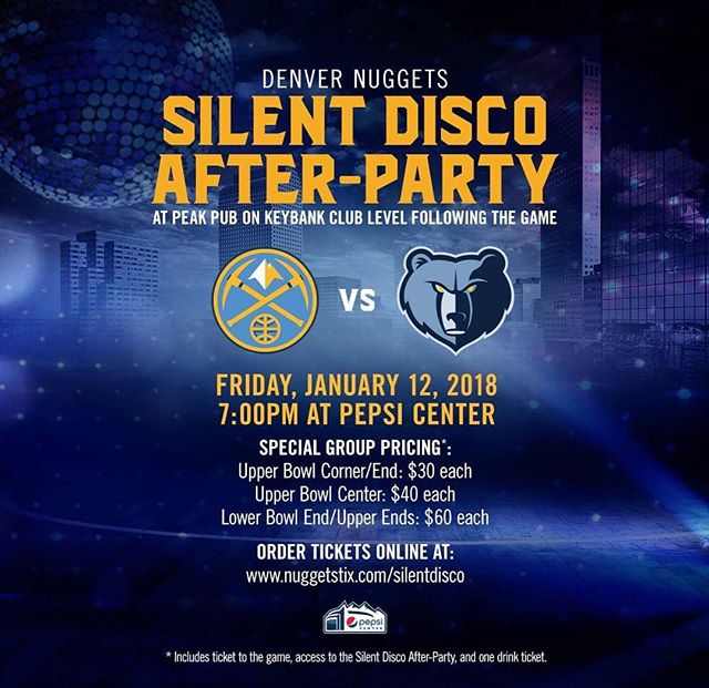 Coming up we&rsquo;ve got the @nuggets game with a special vip silent afterparty! Tickets available at silentoutings.com!
#nba #nuggets #denvernuggets #denver #denvernightlife #denvernights #visitdenver #basketball #visitcharlotte #nightlife #sports 