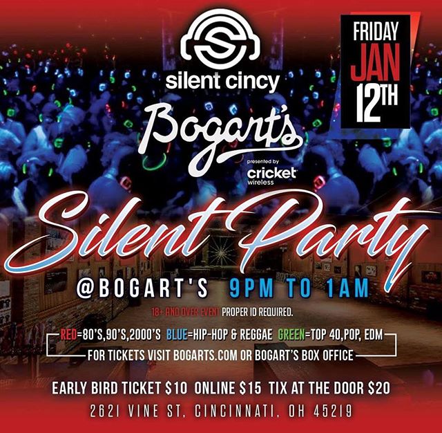 Taking the silent party to Bogart&rsquo;s in Cincinnati! Link in bio for tix #silentparty #bogartscincinnati #bogarts #cincinnati #visitcincinnati #cincinnatinightlife #cincinnatinights #edm#hiphop#throwbacks#threedjs