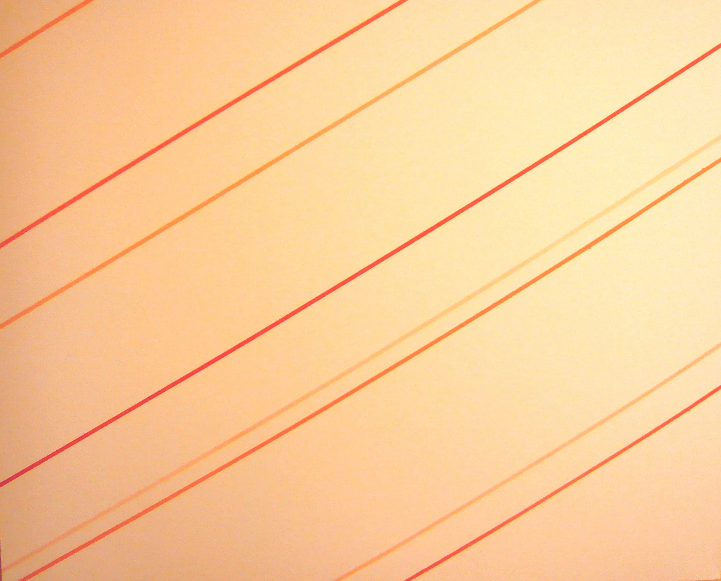 A painting that expands Barnet Newman's 'flash' and creats 'moments' rather than a single 'moment'. Each line has a different gradient, exploring the idea of a decaying moment that is happening 'now'. 