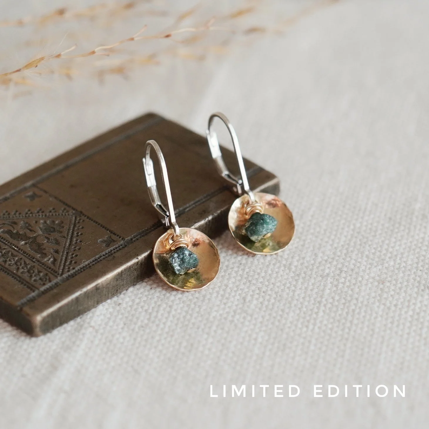 Green Diamond Nugget Earrings
