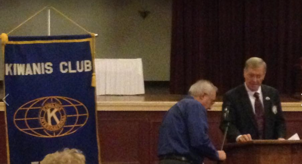 Mayor-elect Joseph Schember prepares to address the Erie Kiwanis Club in the Mannachor Ballroom on November 21.