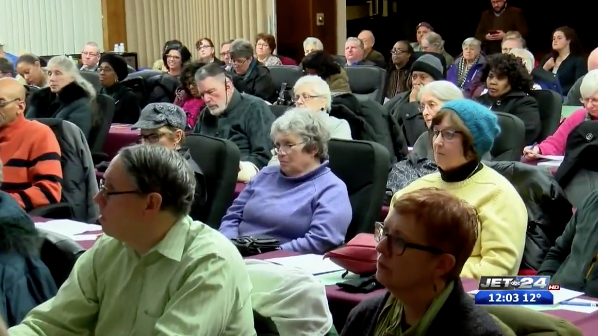 150 people filled the Jefferson classroom to hear short presentations, to participate in the "Citizens to be Heard" section, and to witness the panelists respond to audience questions.