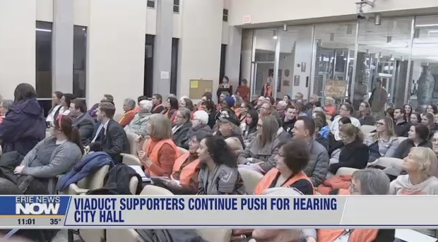 The Feb. 21 City Council meeting was packed with residents calling for the first PUBLIC HEARING about the McBride Viaduct. As a candidate in 2017, Mayor Schember said he would "not object" to a public hearing, and, City Council also agreed to hold a Public Hearing. But, both Schember, and some members of Council reversed their position in 2018. 