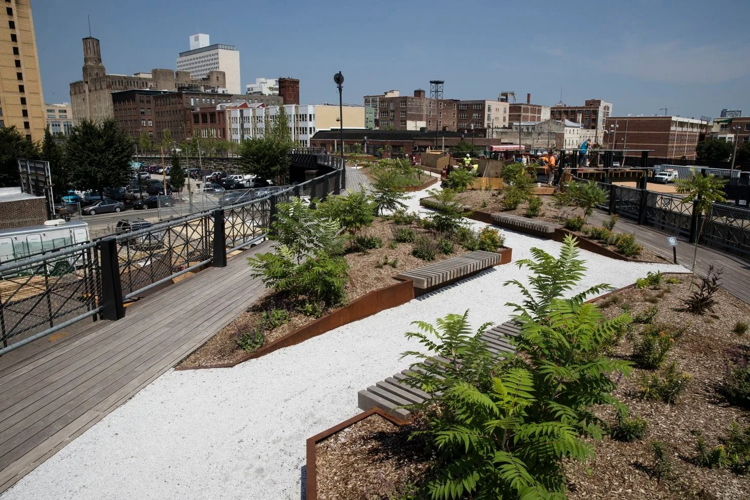 Matt Rouke (Associated Press) documents the first 1/4 mile phase of the planned 3 mile-long Rail Park on the Philadelphia Reading Viaduct.