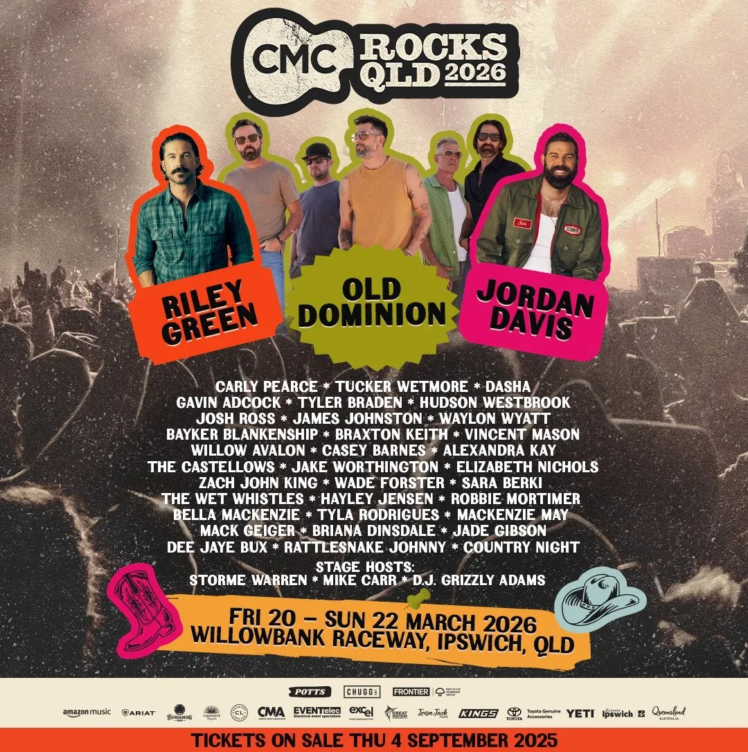 Jordan Davis, Old Dominion &amp; Riley Green to Headline CMC Rocks QLD in 2026