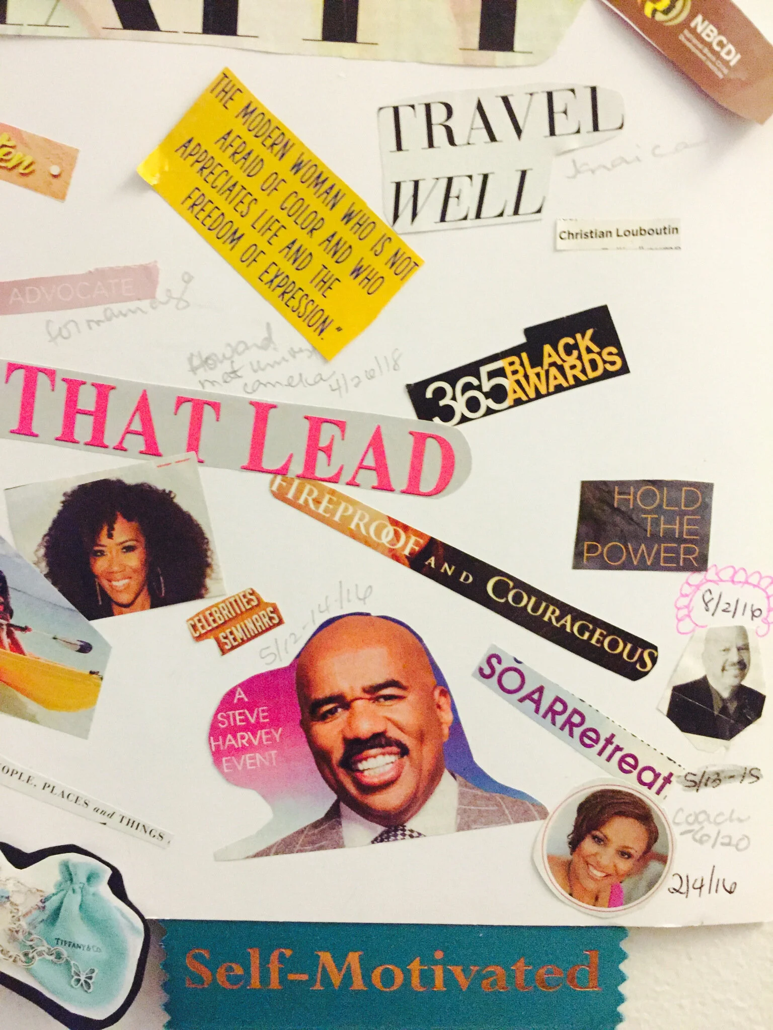 Part of my actual vision board.