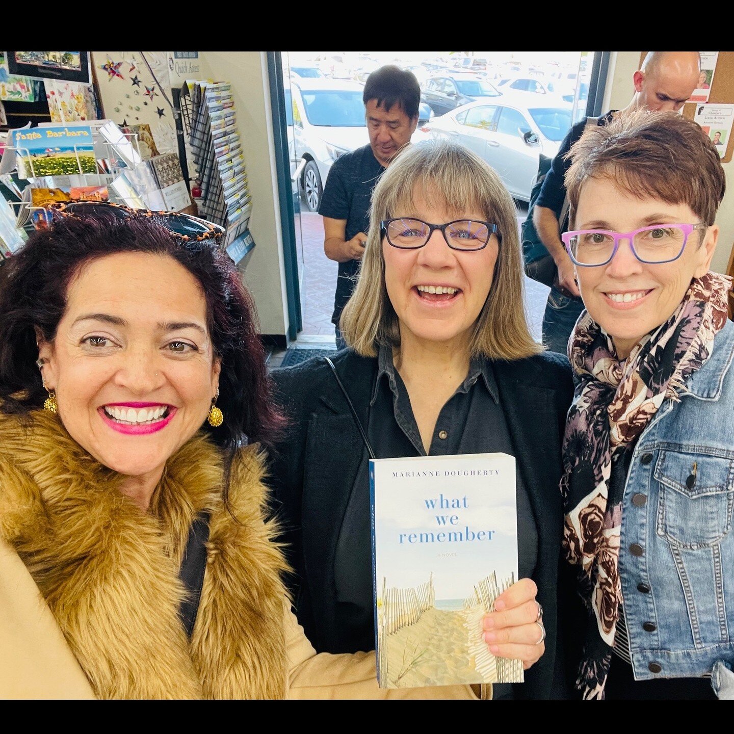 Rachel, Grace and Karen, SBWC word mavens, at a Chaucer&lsquo;s book signing for Marianne Dougherty&rsquo;s novel.