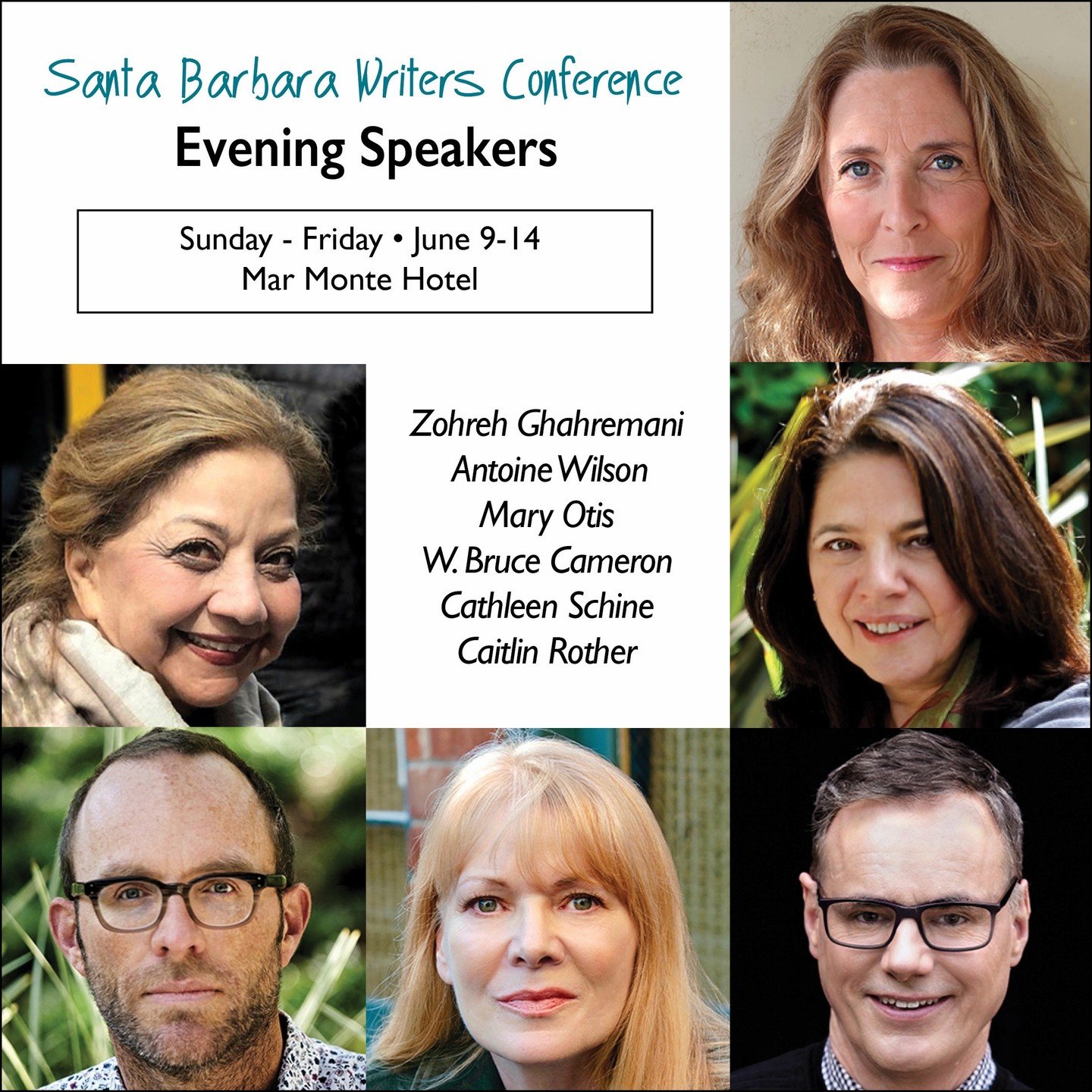 SBWC: We have updates to our evening author lineup, beginning on Sunday, June 9, and continuing every evening throughout the conference. These speakers are open to the public for $15 at the door. Signing to follow. More details: https://www.sbwriters