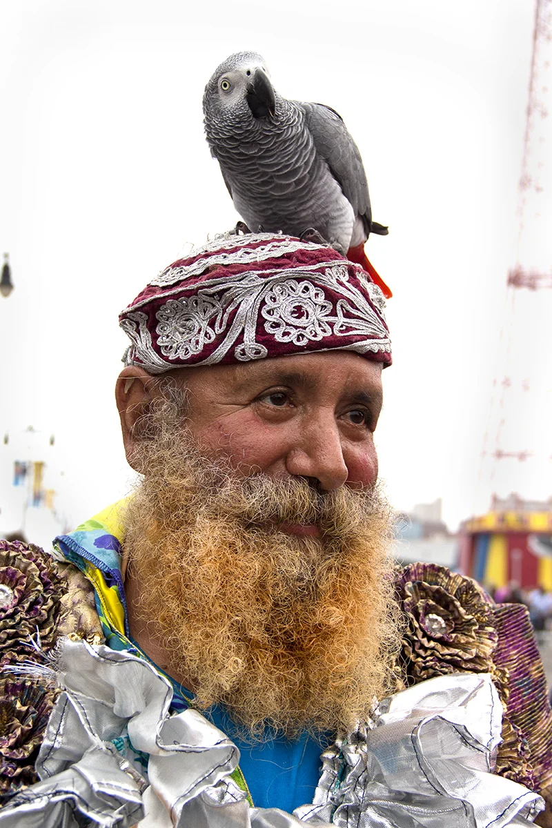 Man with red beard and Gray Parrot 2-Excellent.jpg