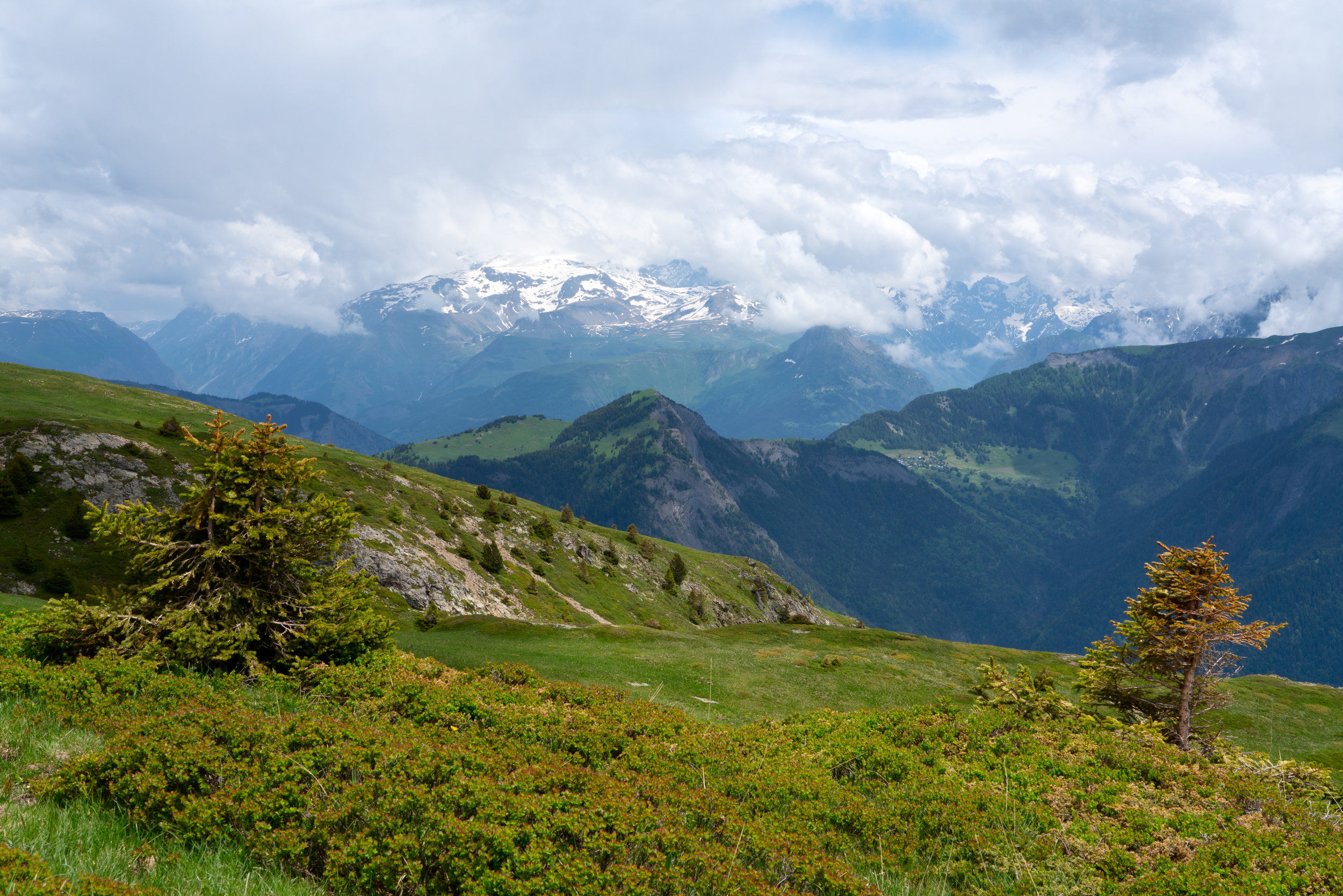Looking down towards Bourg d’Oisans, L’Alpe d’Huez.