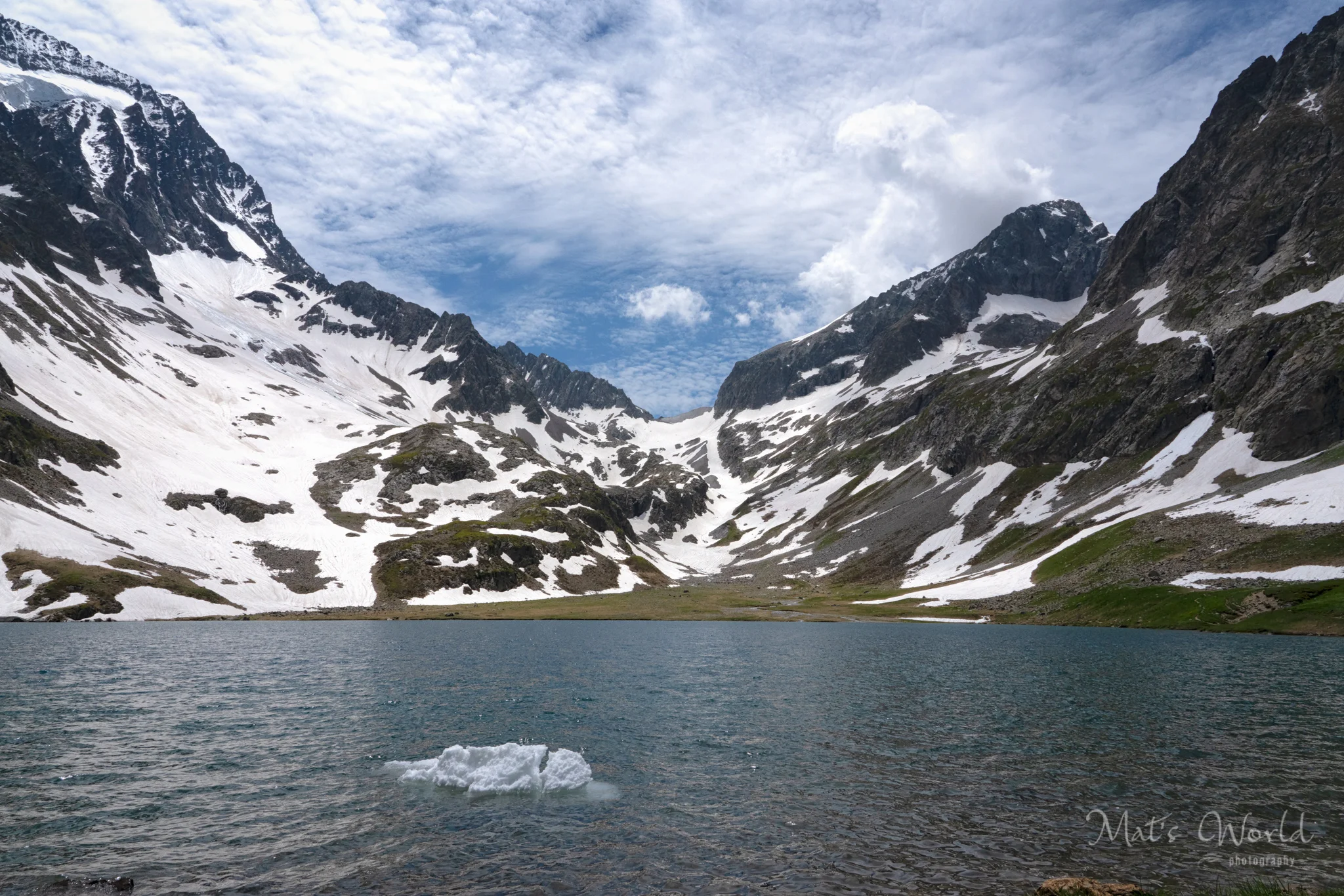 The lake. Note the little iceberg!