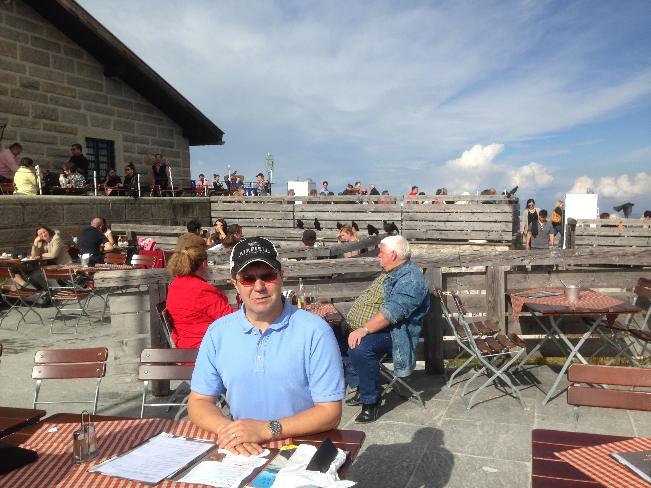 Jeff ordering lunch at the Eagles' Nest cafe.