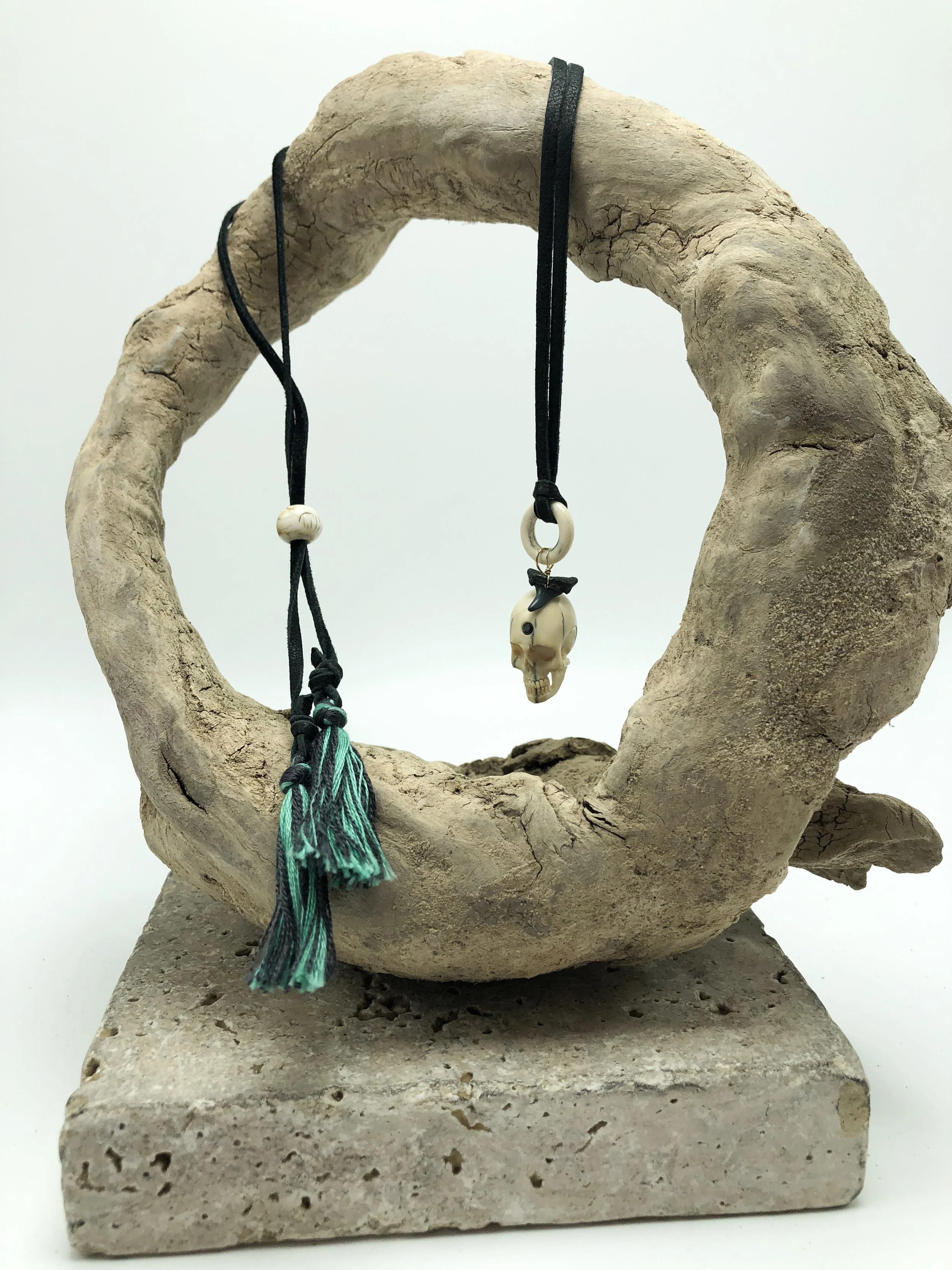 Antler Skull with Black Diamond and Shark Tooth