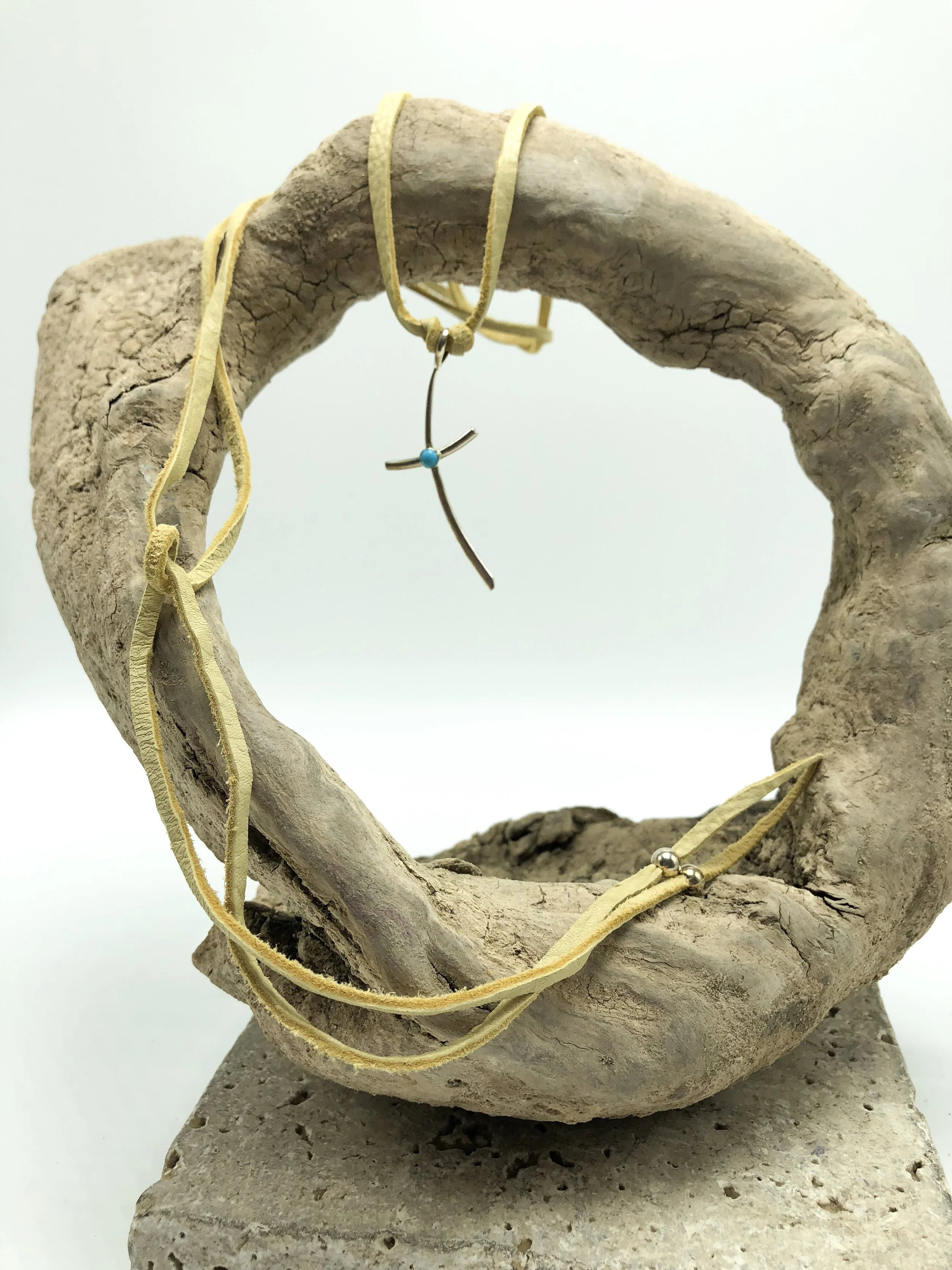 Indian Handmade Cross on Deer Leather 