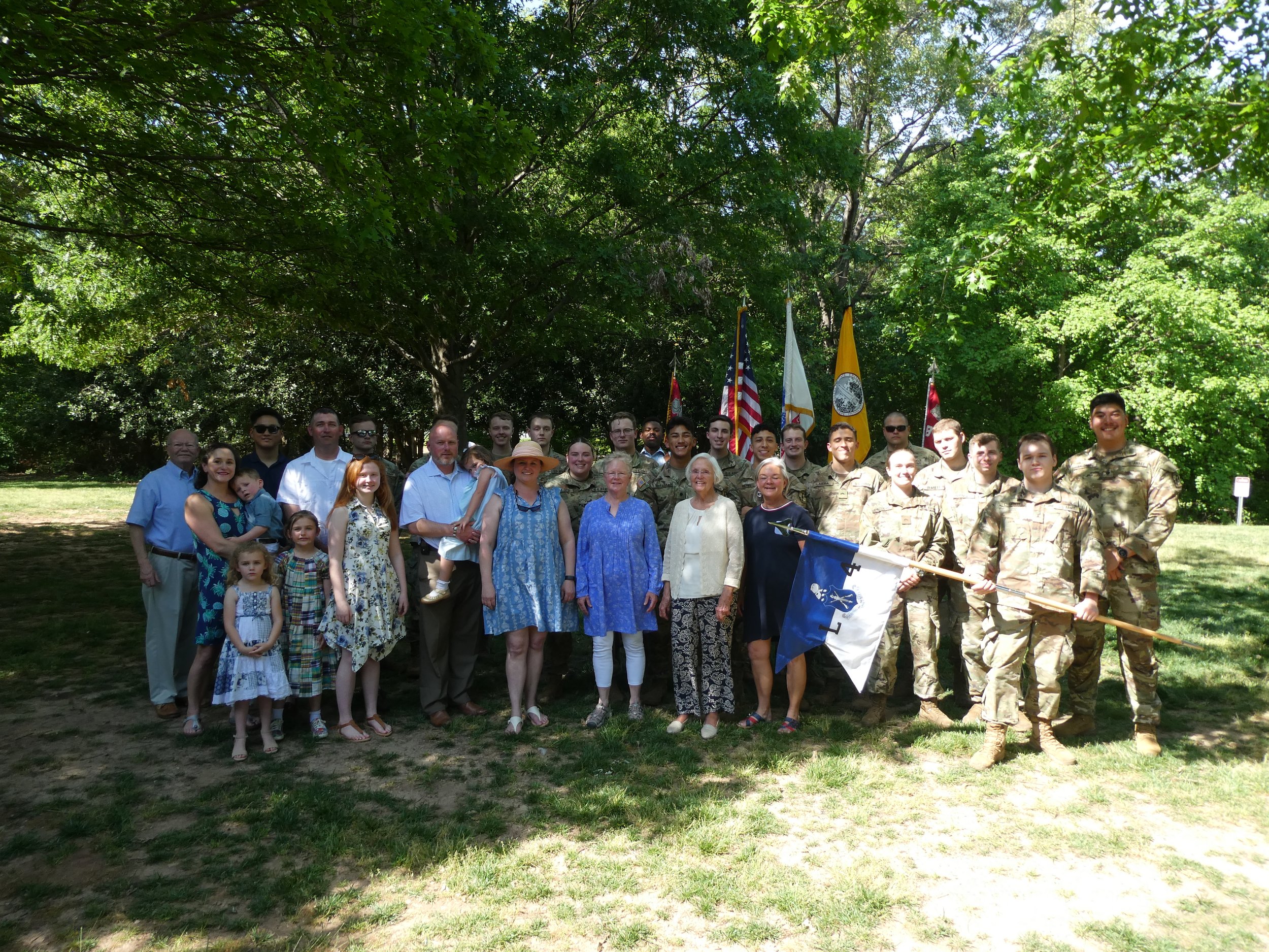 Congleton family with Co. L-4 cadets and alumni