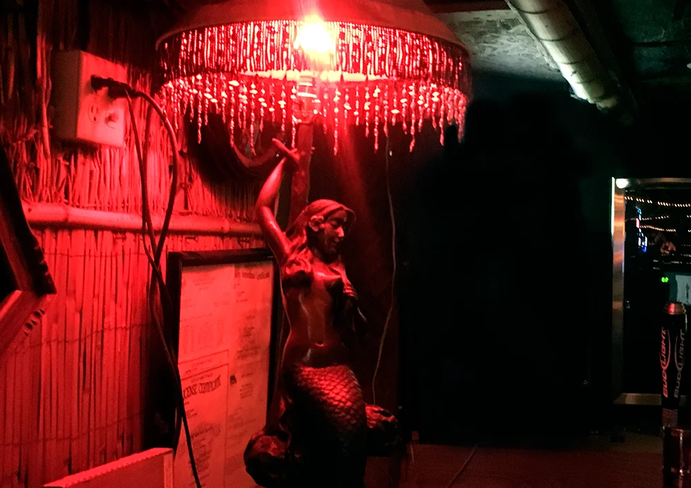Mermaid lamp at the entry to the lounge.