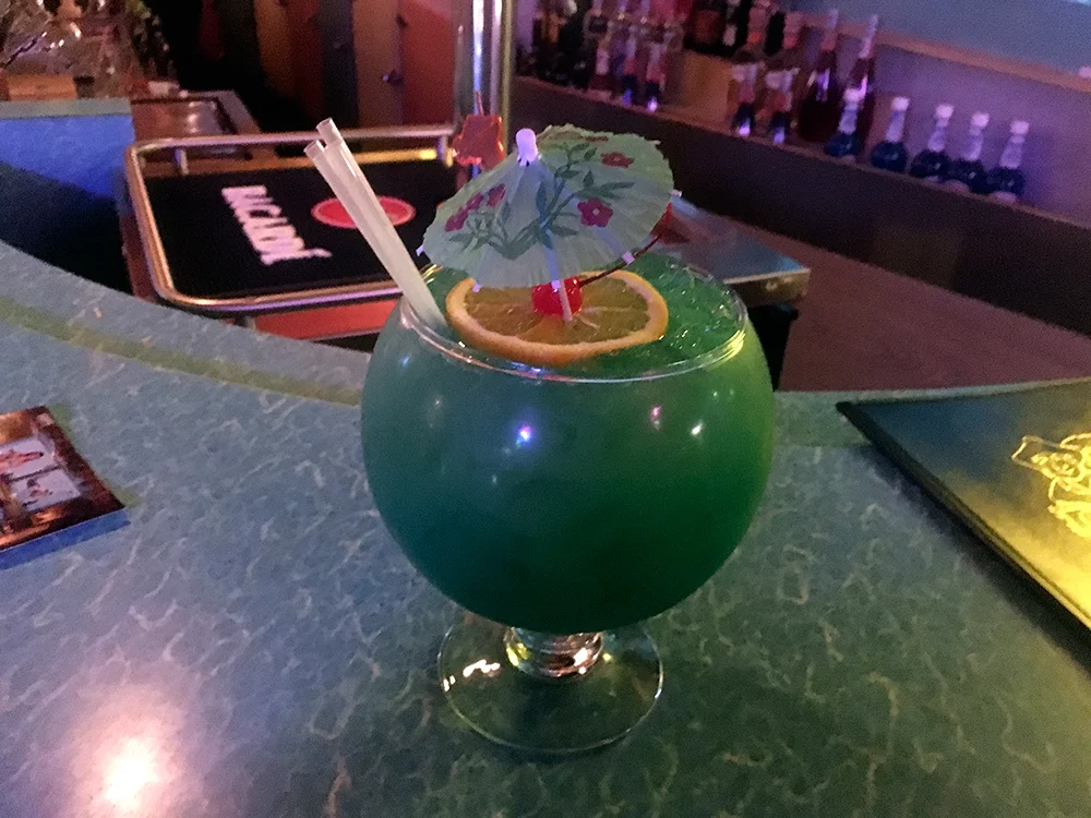 "The Fishbowl" drink, about the size of a bowling ball.