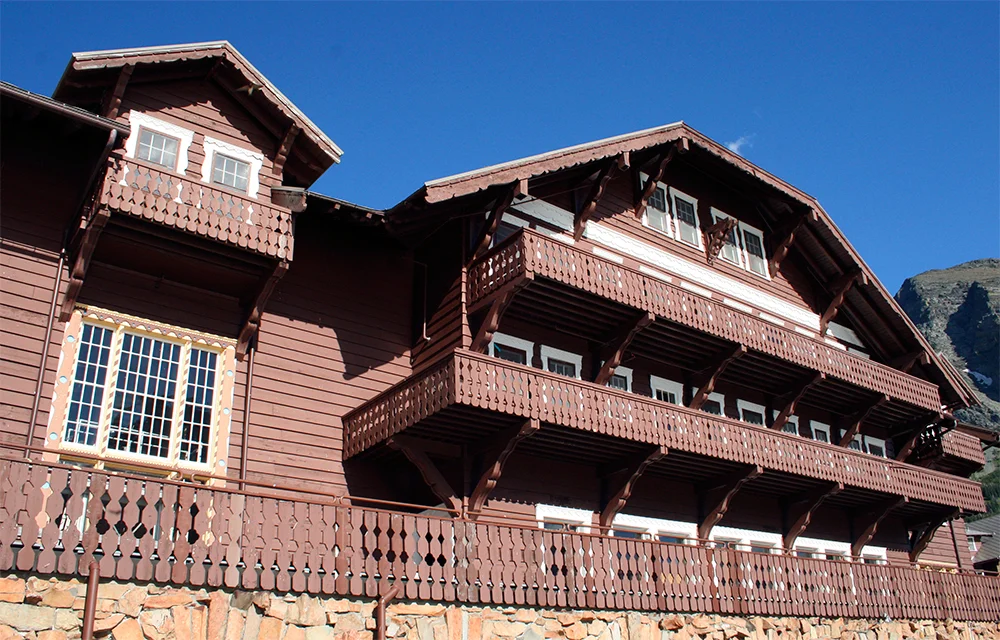 Rear facade from the lake, facing east.