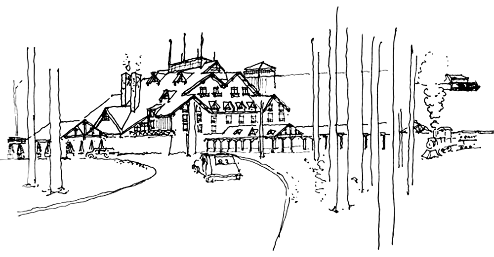 Early concept sketch for the Wilderness Lodge. Ⓒ Urban Design Group, Inc.