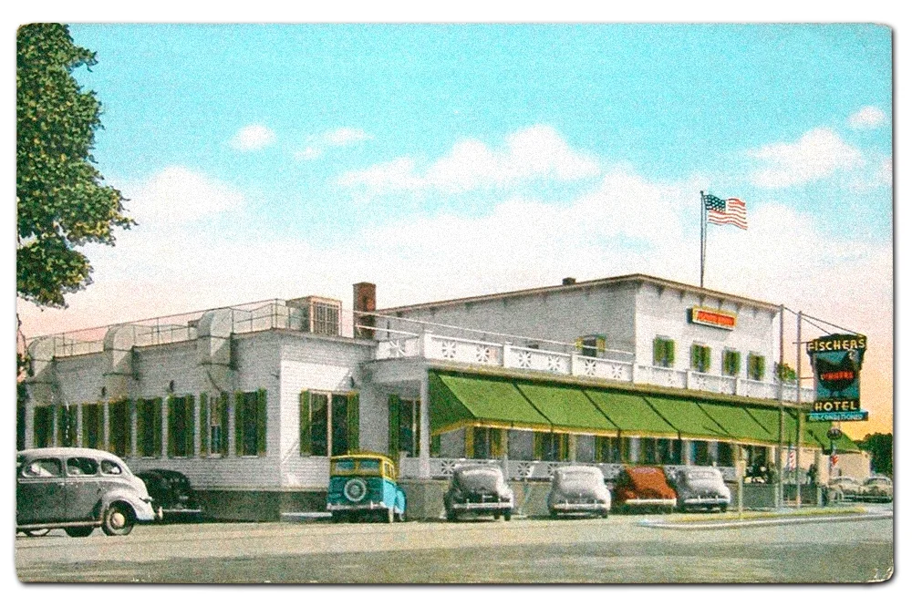 Vintage postcard of Fischer's Hotel.
