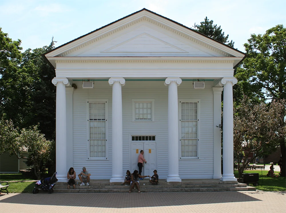 The Town Hall at the opposite end of the Village Green from the Chapel.