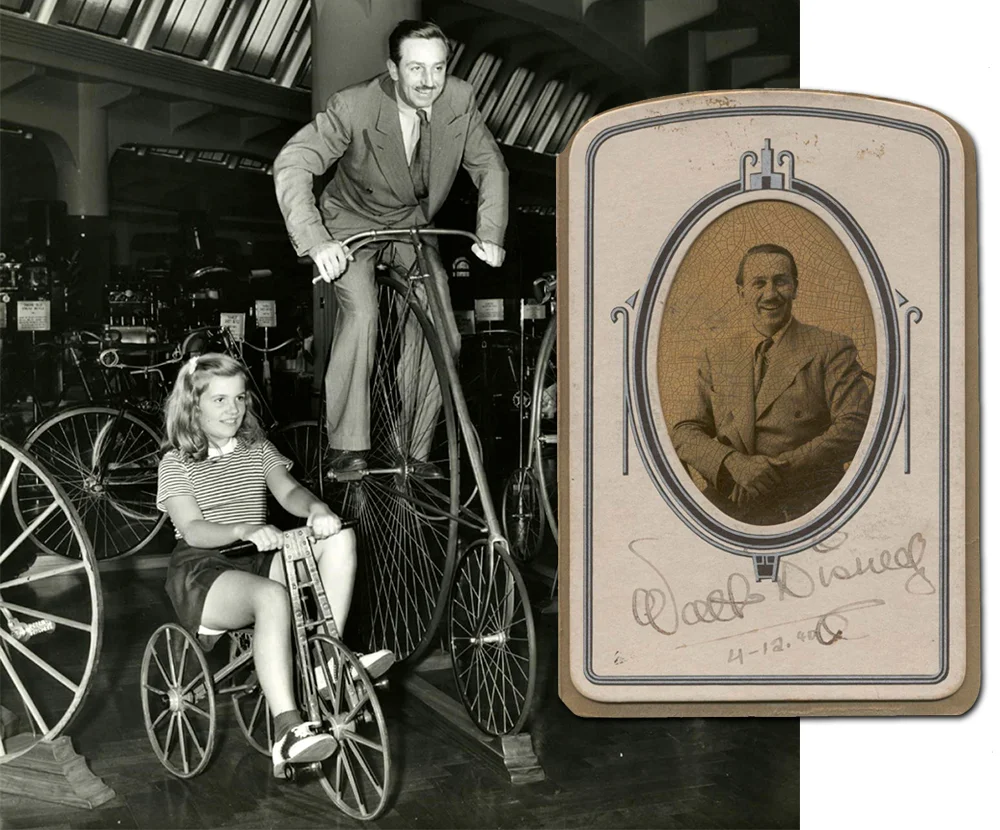Walt Disney with his daughter Diane at The Henry Ford museum on April 12, 1940. Ⓒ Disney Enterprises, Inc.