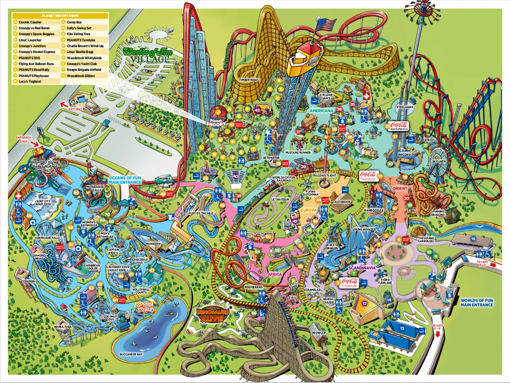 Worlds of Fun 2017 park map.