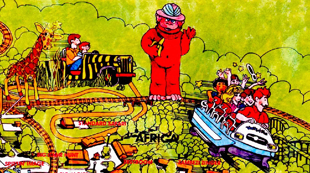 Africa area, Worlds of Fun 1974 souvenir park map poster.