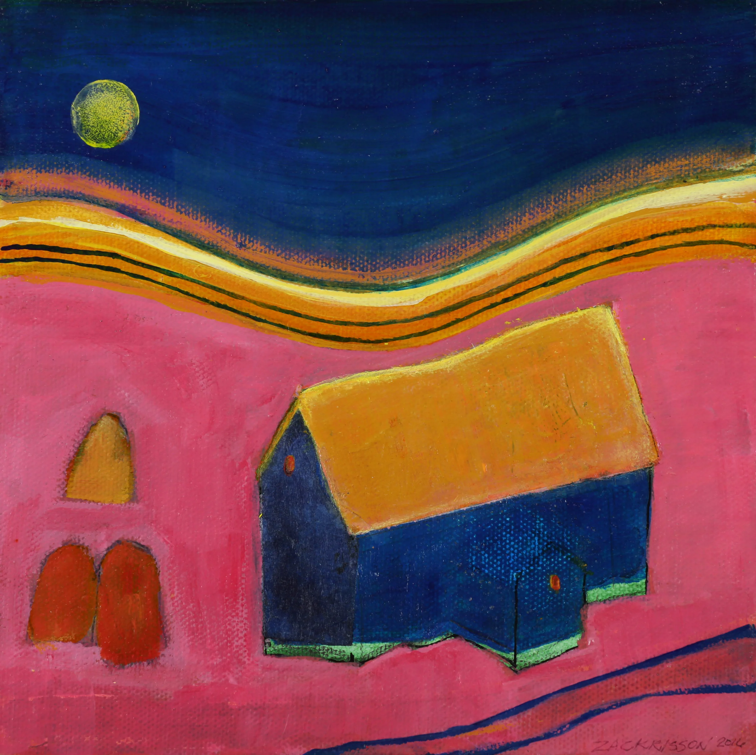 Blue Barn in Pink Field     8x8      2016